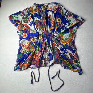 ECI New York Women's ECI New York Medium Tunic Paisley Floral Braided Tassels